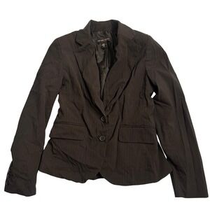 New York & Company Black Pinstripe Fitted Blazer Jacket Office Career sz 6 women
